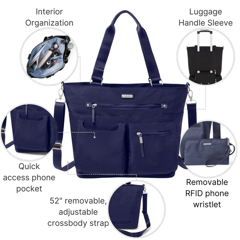 Baggallini Any Day Tote with RFID Phone Wristlet - Adjustable Crossbody Tote Bag for Women - Lightweight Travel Bag - Image 3